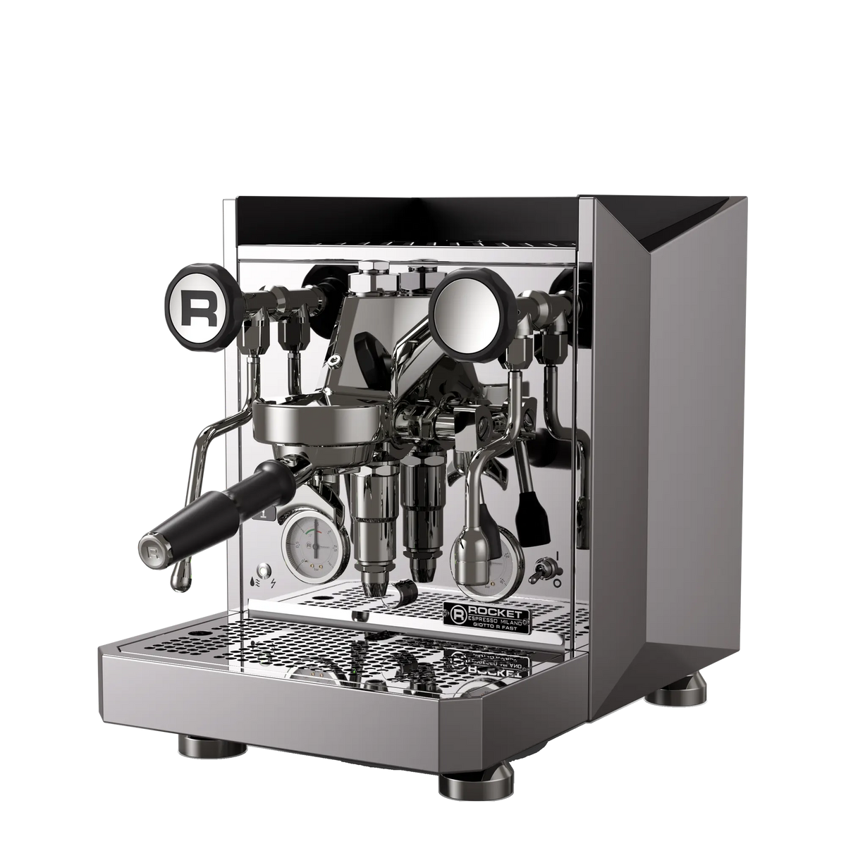 Rocket Espresso Giotto Fast R – machine espresso, finition chrome, vue de trois quarts
